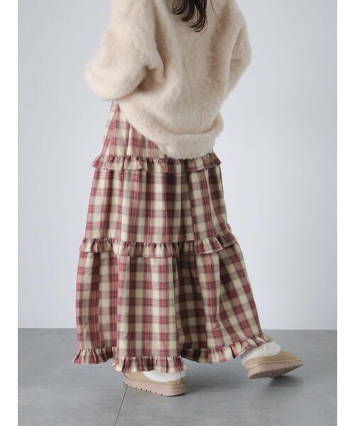 ehka sopo(エヘカソポ)の「チェックティアードスカート(スカート・レディース・レッド/グリーン/キナリ・F)」の9枚目の写真