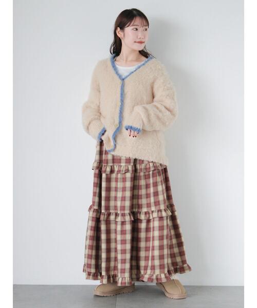 ehka sopo(エヘカソポ)の「チェックティアードスカート(スカート・レディース・レッド/グリーン/キナリ・F)」の6枚目の写真