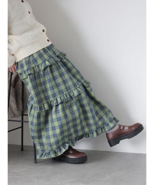 ehka sopo(エヘカソポ)の「チェックティアードスカート(スカート・レディース・レッド/グリーン/キナリ・F)」の22枚目の写真