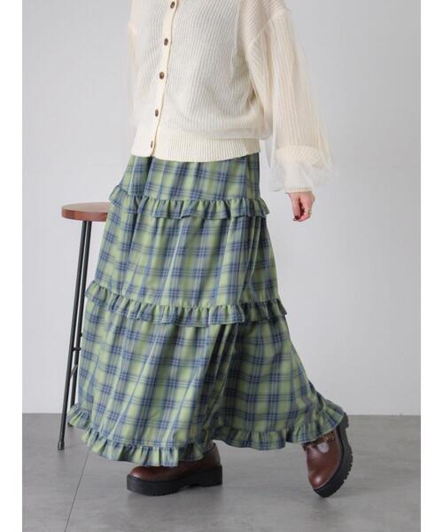 ehka sopo(エヘカソポ)の「チェックティアードスカート(スカート・レディース・レッド/グリーン/キナリ・F)」の21枚目の写真