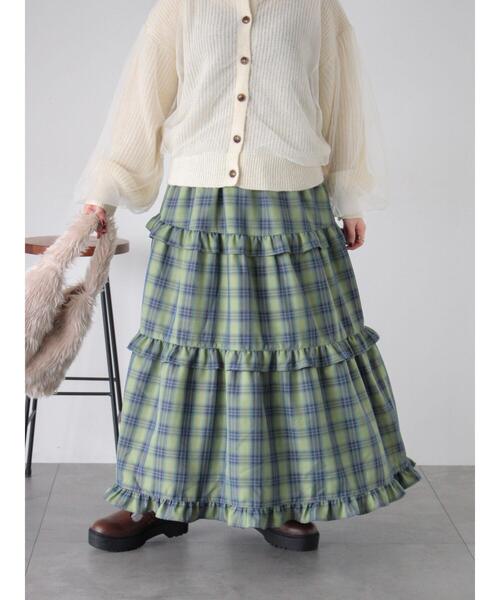 ehka sopo(エヘカソポ)の「チェックティアードスカート(スカート・レディース・レッド/グリーン/キナリ・F)」の20枚目の写真