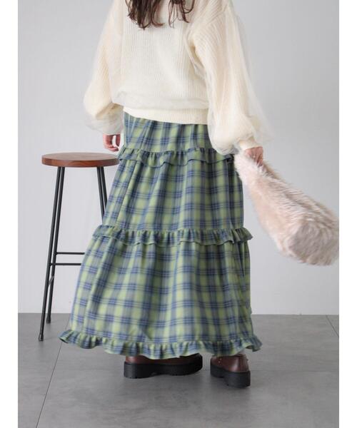 ehka sopo(エヘカソポ)の「チェックティアードスカート(スカート・レディース・レッド/グリーン/キナリ・F)」の19枚目の写真