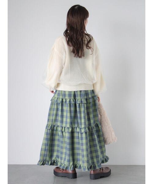 ehka sopo(エヘカソポ)の「チェックティアードスカート(スカート・レディース・レッド/グリーン/キナリ・F)」の15枚目の写真