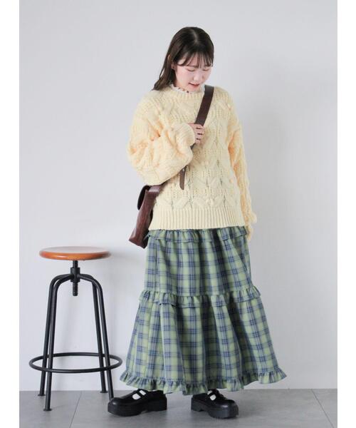 ehka sopo(エヘカソポ)の「チェックティアードスカート(スカート・レディース・レッド/グリーン/キナリ・F)」の4枚目の写真