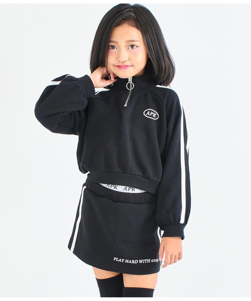 ラインデザインハーフジップトップス+ダブルウエストスカート（セットアップ）｜ANAP kids（アナップキッズ）
