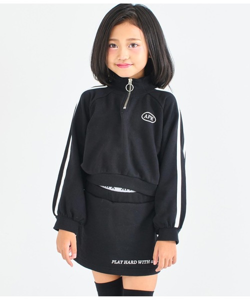 ラインデザインハーフジップトップス+ダブルウエストスカート（セットアップ）｜ANAP kids（アナップキッズ）