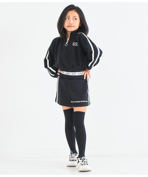 ラインデザインハーフジップトップス+ダブルウエストスカート（セットアップ）｜ANAP kids（アナップキッズ）
