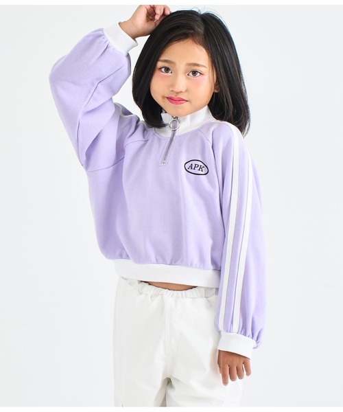 ラインデザインハーフジップトップス+ダブルウエストスカート（セットアップ）｜ANAP kids（アナップキッズ）