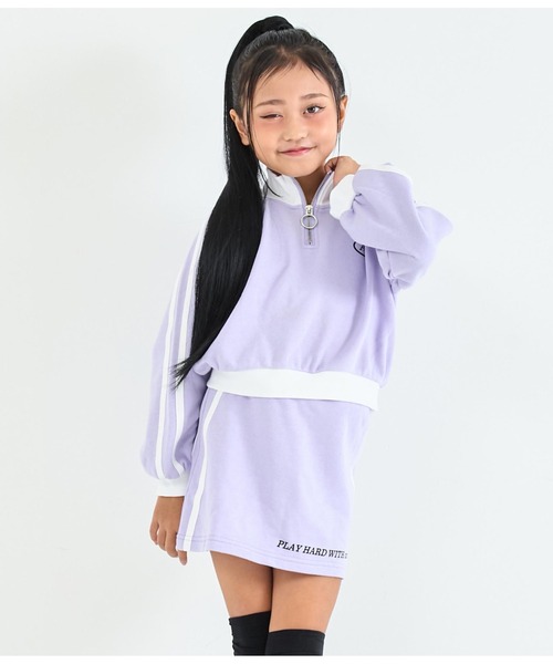 ラインデザインハーフジップトップス+ダブルウエストスカート（セットアップ）｜ANAP kids（アナップキッズ）