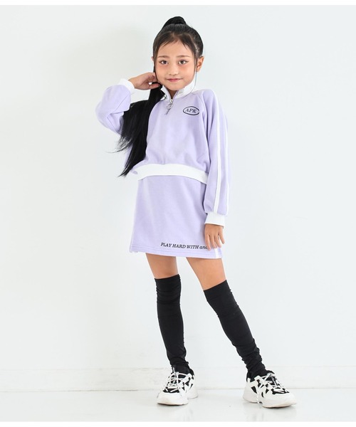 ラインデザインハーフジップトップス+ダブルウエストスカート（セットアップ）｜ANAP kids（アナップキッズ）