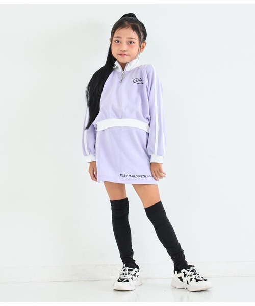 ラインデザインハーフジップトップス+ダブルウエストスカート（セットアップ）｜ANAP kids（アナップキッズ）