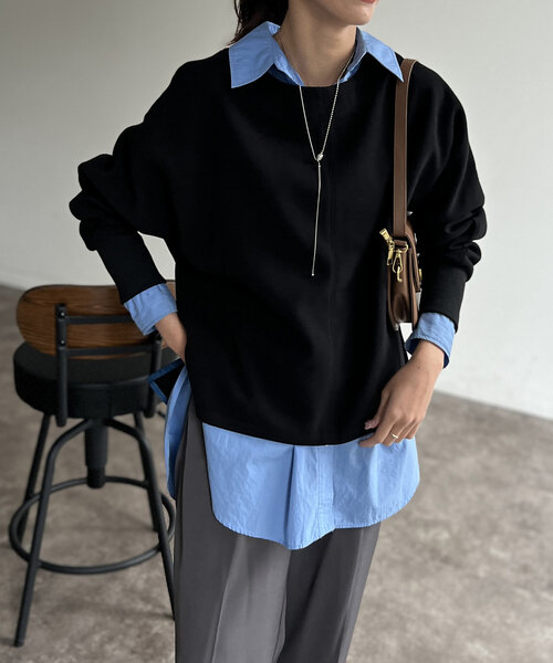 Chez toi（シェトワ）の「裏起毛ストレッチドルマンプルオーバー（Tシャツ/カットソー・レディース・オレンジ/ブラック/グレイッシュベージュ・FREE）」の21枚目の写真