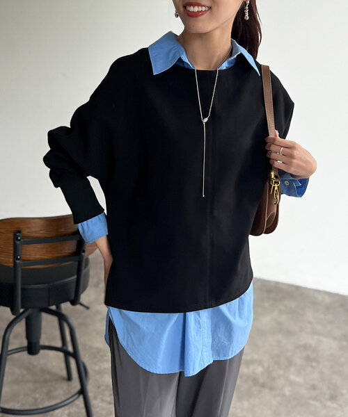 Chez toi（シェトワ）の「裏起毛ストレッチドルマンプルオーバー（Tシャツ/カットソー・レディース・オレンジ/ブラック/グレイッシュベージュ・FREE）」の22枚目の写真