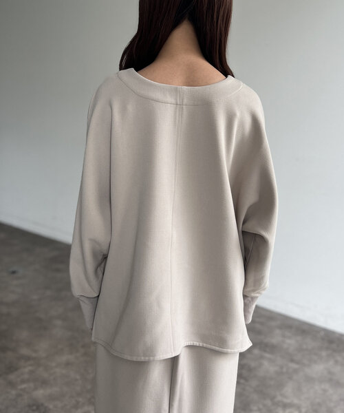 Chez toi（シェトワ）の「裏起毛ストレッチドルマンプルオーバー（Tシャツ/カットソー・レディース・オレンジ/ブラック/グレイッシュベージュ・FREE）」の4枚目の写真