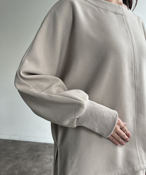 Chez toi（シェトワ）の「裏起毛ストレッチドルマンプルオーバー（Tシャツ/カットソー・レディース・オレンジ/ブラック/グレイッシュベージュ・FREE）」の5枚目の写真