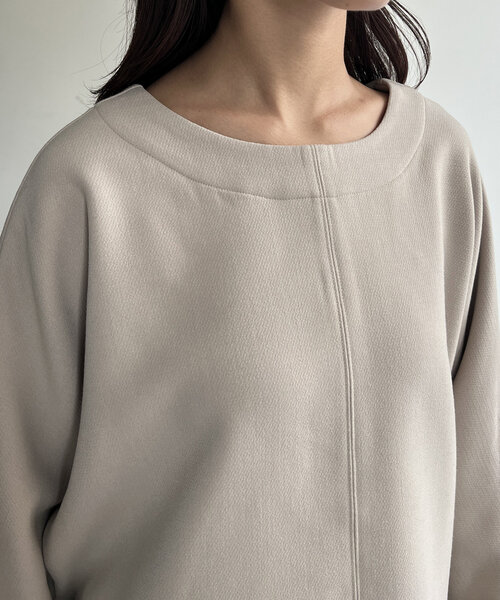 Chez toi（シェトワ）の「裏起毛ストレッチドルマンプルオーバー（Tシャツ/カットソー・レディース・オレンジ/ブラック/グレイッシュベージュ・FREE）」の7枚目の写真