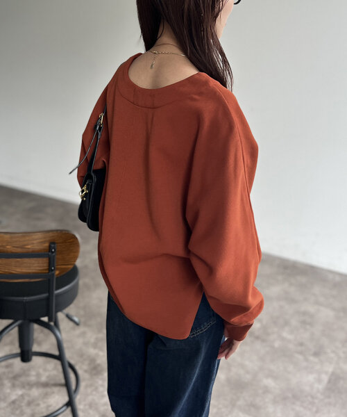 Chez toi（シェトワ）の「裏起毛ストレッチドルマンプルオーバー（Tシャツ/カットソー・レディース・オレンジ/ブラック/グレイッシュベージュ・FREE）」の17枚目の写真