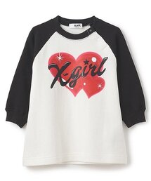 X-girl Stages（エックスガールステージス）の「ハートプリントラグランスウェットワンピース（ワンピース・キッズ）」