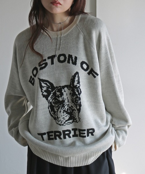 【美品】MARK&LONA（マーク＆ロナ）ジャガードクルーニット SLOANE｜7G ジャガード ウール×ナイロン クルーネック ニット プル