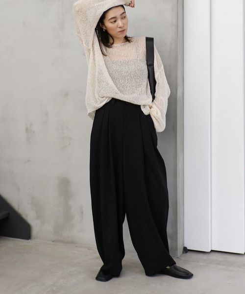 select MOCA(セレクトモカ)の「カットジョーゼットバルーンスラックス(スラックス・レディース・グレー/ブラック/ベージュ・MEDIUM/LARGE/SMALL)」の7枚目の写真