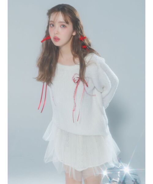 CALNAMUR(カルナムール)の「WRAPPING RIBBON JQD KNIT/ラッピングリボンジャガードニット(ニット/セーター・レディース・ブラック/アイボリー・FREE)」の15枚目の写真