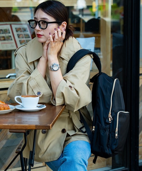 Rename（リネーム）の「Rename ゴールドファスナーマルチポケット デイバッグ（バックパック/リュック・レディース・ブラック/モカ・FREE）」の2枚目の写真