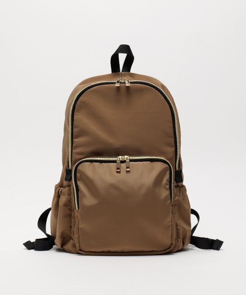 Rename（リネーム）の「Rename ゴールドファスナーマルチポケット デイバッグ（バックパック/リュック・レディース・ブラック/モカ・FREE）」の3枚目の写真