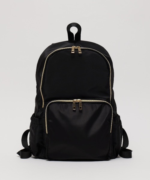 Rename（リネーム）の「Rename ゴールドファスナーマルチポケット デイバッグ（バックパック/リュック・レディース・ブラック/モカ・FREE）」の4枚目の写真