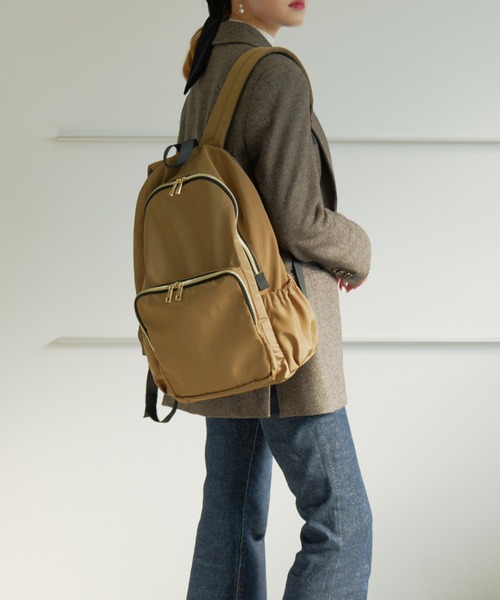 Rename（リネーム）の「Rename ゴールドファスナーマルチポケット デイバッグ（バックパック/リュック・レディース・ブラック/モカ・FREE）」の6枚目の写真