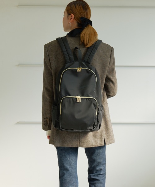Rename（リネーム）の「Rename ゴールドファスナーマルチポケット デイバッグ（バックパック/リュック・レディース・ブラック/モカ・FREE）」の14枚目の写真