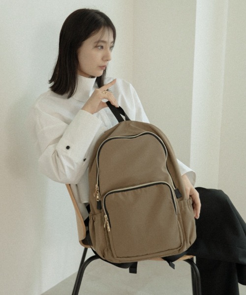 Rename（リネーム）の「Rename ゴールドファスナーマルチポケット デイバッグ（バックパック/リュック・レディース・ブラック/モカ・FREE）」の22枚目の写真