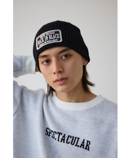AZUL by moussy(アズールバイマウジー)の「ワッペンニットキャップ(ニットキャップ/ビーニー・メンズ・レッド/ブラック・FREE)」の3枚目の写真