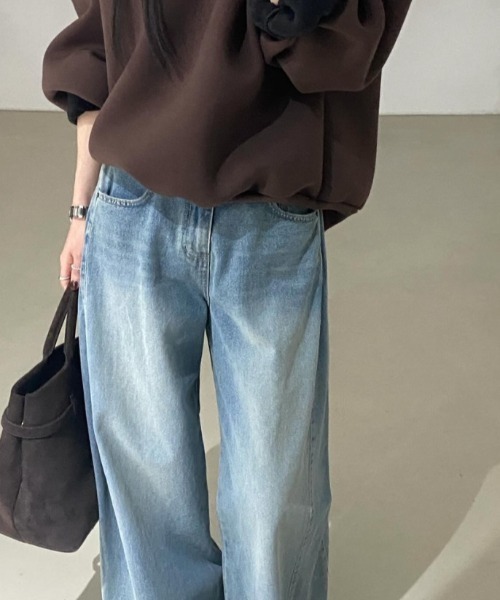 FREE STYLISTS(フリー スタイリスト)の「YUGA_YGMC サイドタック ワイドストレート デニムパンツ(デニムパンツ・レディース・ライトブルー/インディゴブルー/ブラック・S/M/L/FREE)」の12枚目の写真