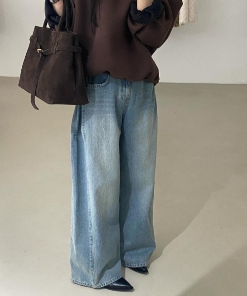 FREE STYLISTS(フリー スタイリスト)の「YUGA_YGMC サイドタック ワイドストレート デニムパンツ(デニムパンツ・レディース・ライトブルー/インディゴブルー/ブラック・S/M/L/FREE)」の20枚目の写真