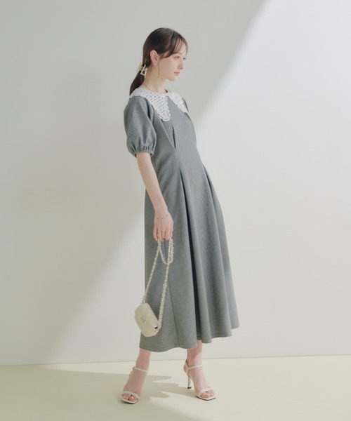 パフスリーブ♡エンブロイダリーワンピース FRAY I.D｜フルーツエンブロイダリーパフスリーブワンピース