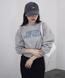 ISOOK（アイスー）の「フロントロゴスウェット / 長袖 クルーネック パーカー プルオーバー カレッジロゴ風 英字 刺繍 カジュアル ベーシック 配色デザイン（スウェット）」