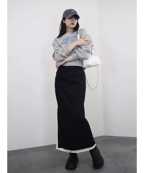 Reurie'(レウリィ)の「フロントロゴスウェット / 長袖 クルーネック パーカー プルオーバー カレッジロゴ風 英字 刺繍 カジュアル ベーシック 配色デザイン(スウェット・レディース・ネイビー/アイボリー/ライトグレー・FREE)」の16枚目の写真