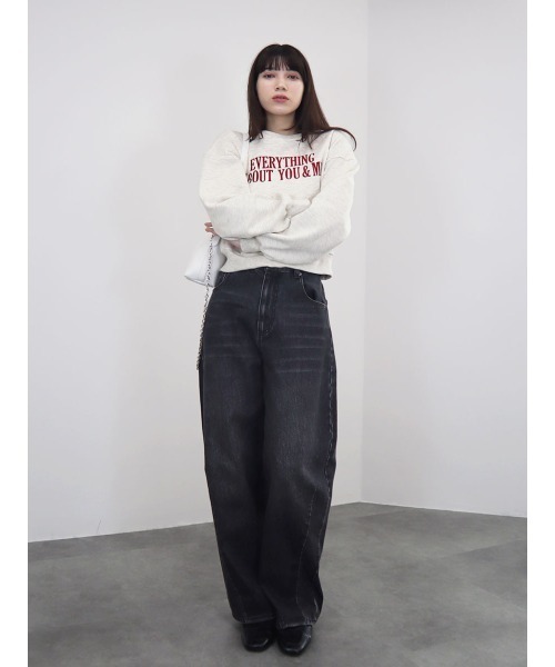 Reurie'(レウリィ)の「フロントロゴスウェット / 長袖 クルーネック パーカー プルオーバー カレッジロゴ風 英字 刺繍 カジュアル ベーシック 配色デザイン(スウェット・レディース・ネイビー/アイボリー/ライトグレー・FREE)」の21枚目の写真
