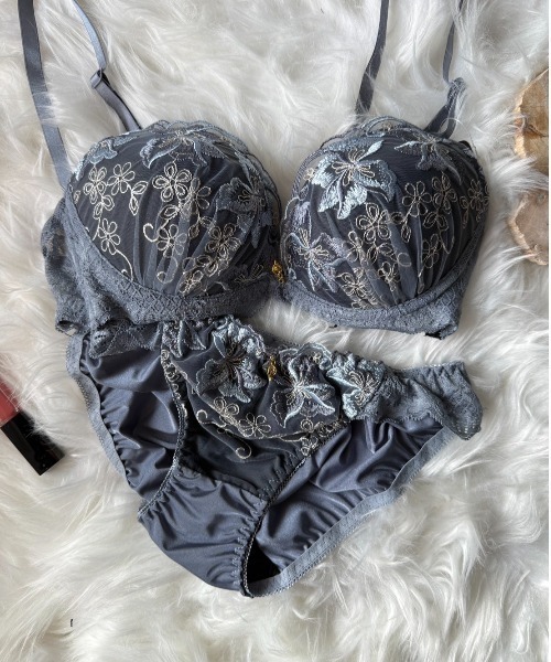 試着のみ♡エアボ・ウェーブ♡平編み弾性着衣♡ストッキング♡EV1♡10号 セール】【Lace Drape】脇高エレガントレース ブラ&ショーツ