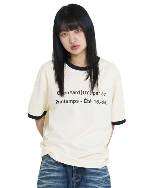 OY(オーワイ)の「『OY/オーワイ』 LEGACY RINGER TEE/ベーシックリンガー半袖Tシャツ(Tシャツ/カットソー・レディース・アイボリー/ブラック・L/M)」の2枚目の写真