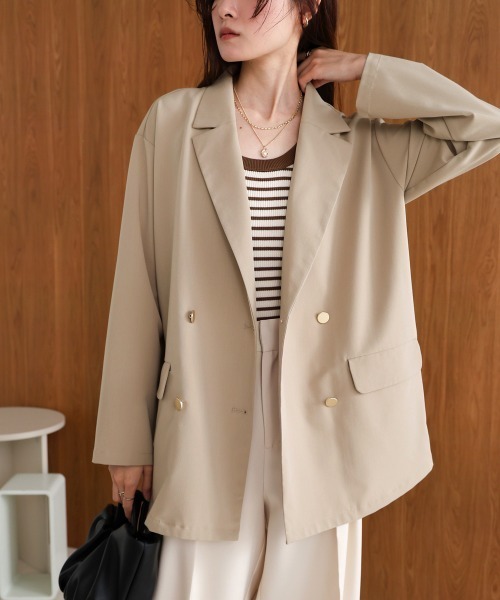 Bab（バブ）の「ダブルボタンテーラードジャケット（テーラードジャケット・レディース・ブラック/グレー/ベージュ・M）」の3枚目の写真