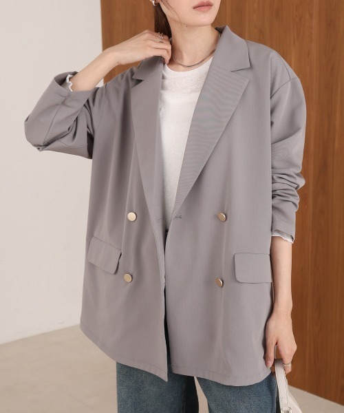 Bab（バブ）の「ダブルボタンテーラードジャケット（テーラードジャケット・レディース・ブラック/グレー/ベージュ・M）」の6枚目の写真