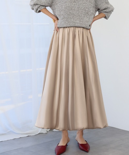 ELFRANK（エルフランク）の「サテンロングバルーンスカート（スカート・レディース・モカ/アイボリー/ブラック/ブルーグレー・FREE）」の18枚目の写真