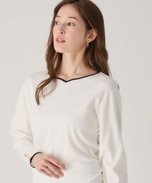◆【洗える】配色ニットプルオーバー