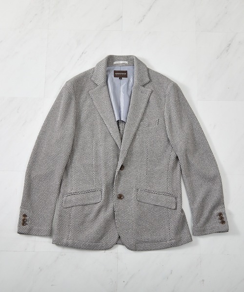 UNION STATION（ユニオンステーション）の「ラッセル編みテーラードジャケット（テーラードジャケット・メンズ・ネイビー/ライトグレー・LL/M/S/L）」の2枚目の写真