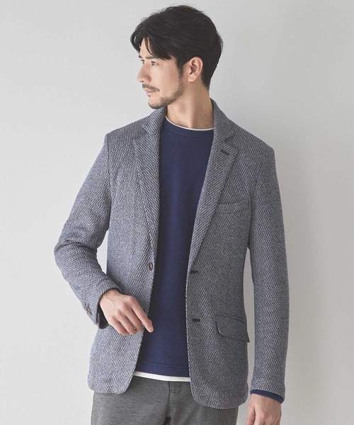 UNION STATION（ユニオンステーション）の「ラッセル編みテーラードジャケット（テーラードジャケット・メンズ・ネイビー/ライトグレー・LL/M/S/L）」の3枚目の写真