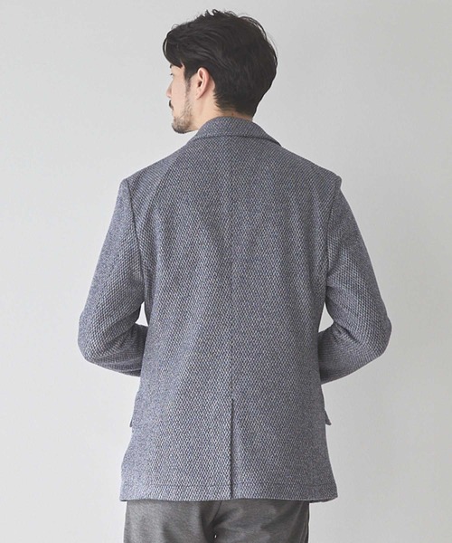 UNION STATION（ユニオンステーション）の「ラッセル編みテーラードジャケット（テーラードジャケット・メンズ・ネイビー/ライトグレー・LL/M/S/L）」の6枚目の写真