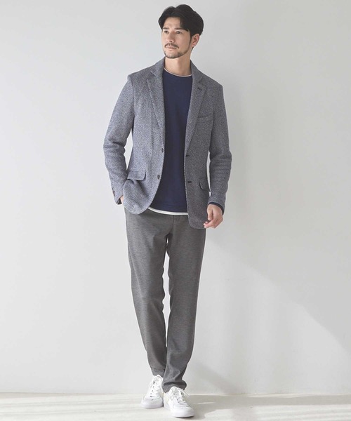 UNION STATION（ユニオンステーション）の「ラッセル編みテーラードジャケット（テーラードジャケット・メンズ・ネイビー/ライトグレー・LL/M/S/L）」の8枚目の写真