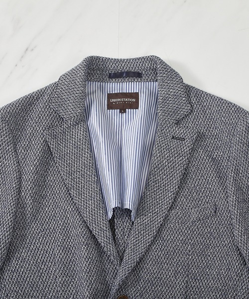 UNION STATION（ユニオンステーション）の「ラッセル編みテーラードジャケット（テーラードジャケット・メンズ・ネイビー/ライトグレー・LL/M/S/L）」の10枚目の写真