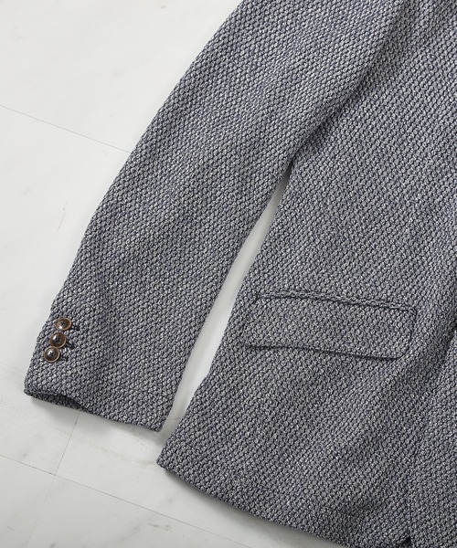UNION STATION（ユニオンステーション）の「ラッセル編みテーラードジャケット（テーラードジャケット・メンズ・ネイビー/ライトグレー・LL/M/S/L）」の11枚目の写真